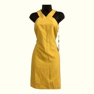 Laundry yellow halter neck cocktail bodycon sheath dress brand New‎ size 2